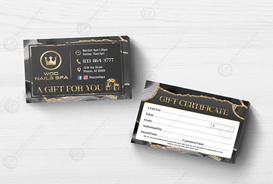 Gift Certificates - Quảng cáo tiệm Nail và tăng doanh thu
